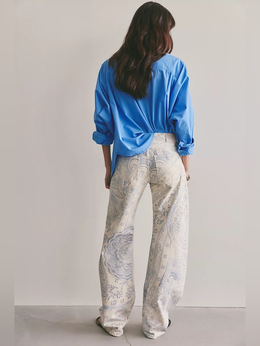 NWT FREE PEOPLE WE THE FREE Fable Printed Low-Rise Twisted Bowed Jeans | $168 - Picture 4 of 8